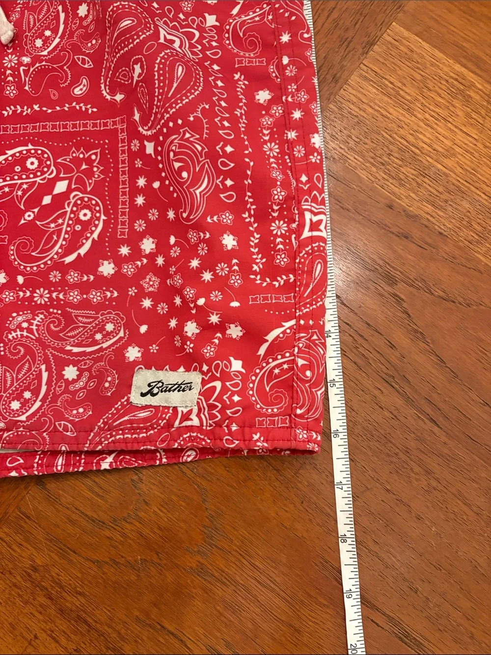 Bather Red Paisley Swim Trunks-cali cowboy -Sz 32